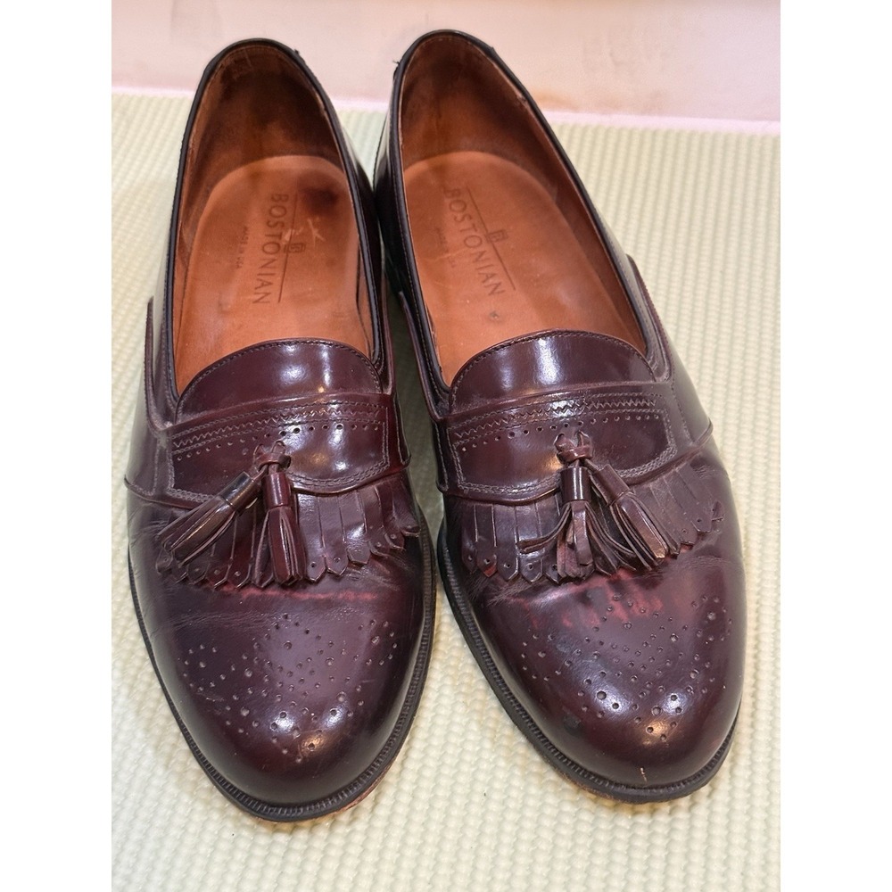 Bostonian men's Burgundy Tassel Slip On Dress Loafers 10M Formal Career Church